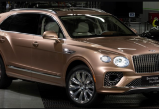 Bentley Motors brown vehicle with extended wheelbase produced in the factory in crewe
